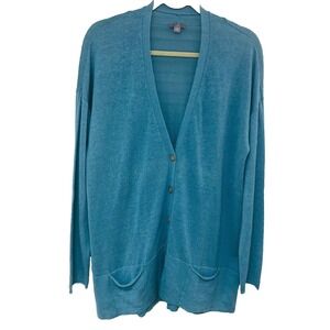 J Jill Womens Linen Blend Cardigan Sweater Size XL Slub Knit Preppy Minimalist‎